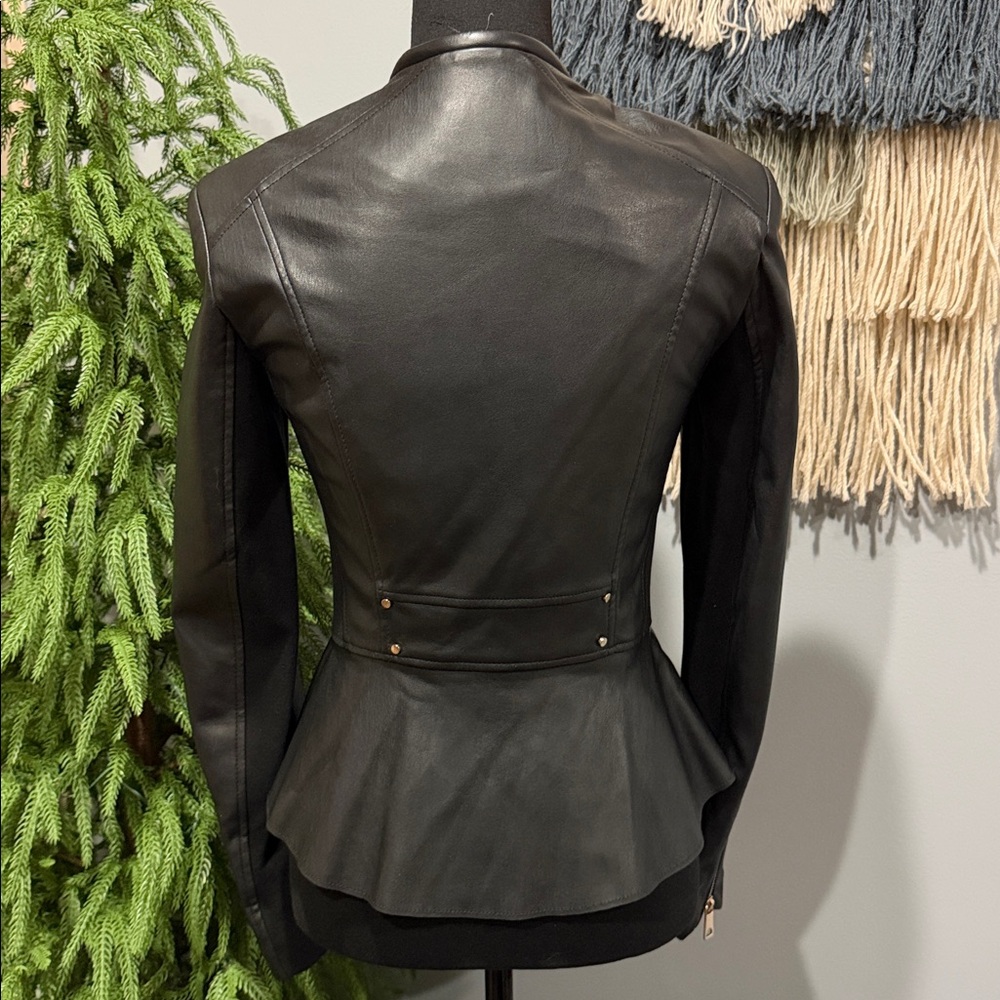 Zara Black Faux Leather Women's Moto Jacket - Picture 4 of 10